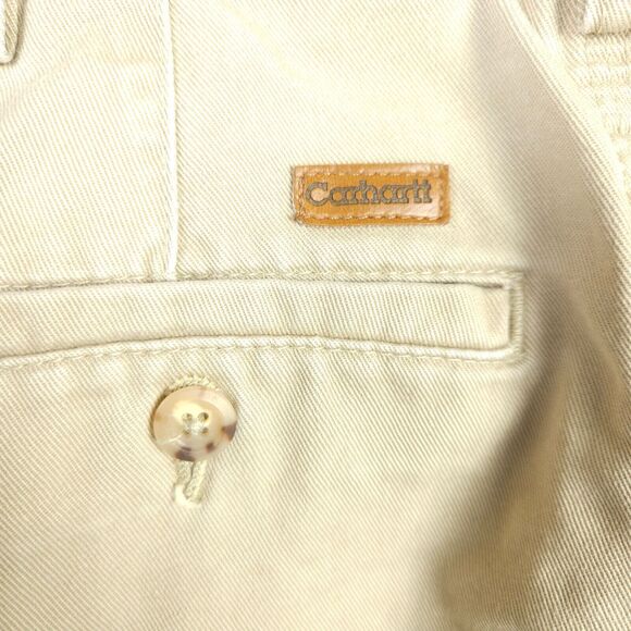 Carhartt Men's Beige Pleated Work Khaki Chino Shorts Dungarees Size 40 B133 - Picture 3 of 8